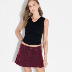 NWT Wild fable Burgundy Skirt with Pockets Denim and Velvet